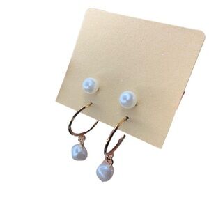 Gold pearl hoops sets